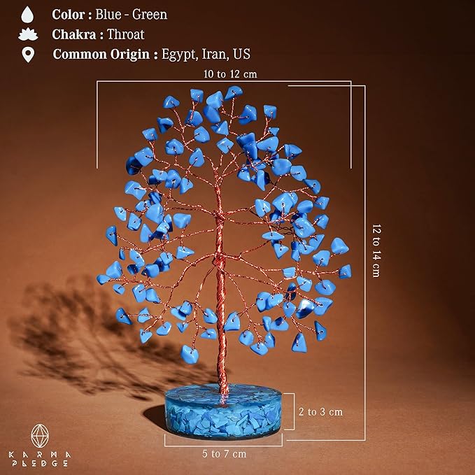 Turquoise Crystal Tree of Life Birthday Gifts for Women, Men, Friends, Handmade Chakra Healing Crystals Tree for Home Office Decor, Positivity, Good Luck, Money, Unique Gifts for Her Mom, Sister, Dad