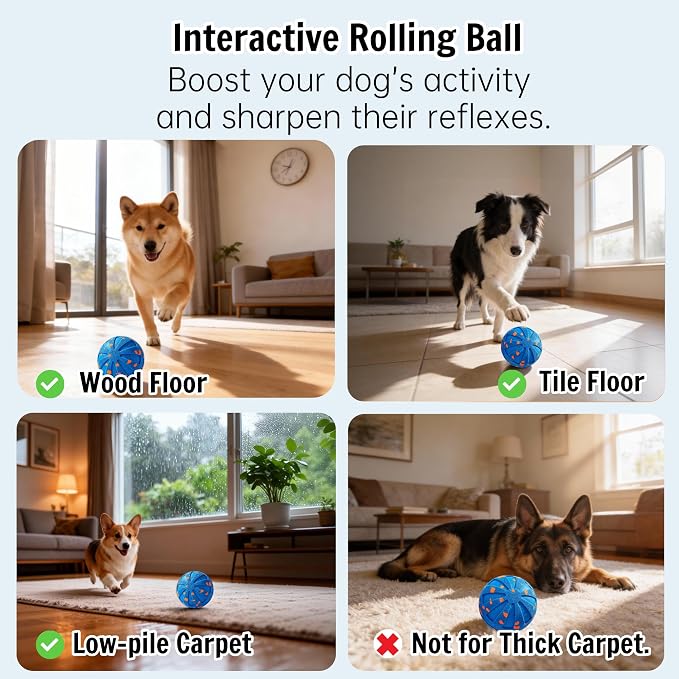 Self-Moving Rolling Dog Ball, Interactive Toy, Rechargeable
