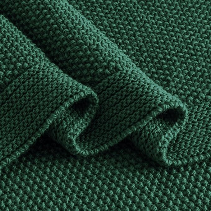 CozeCube Christmas Green Seed Stitch Throw Blanket 60"x80", Farmhouse Decor | Blanket for Couch, Soft Cozy Cable Knit Throw for Bed Sofa Living Room, Lightweight Warm Decorative Christmas Blanket