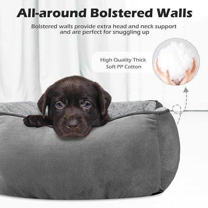 Small Dog Bed Rectangle Washable Orthopedic Soft Calming Sleeping Durable Pet Cuddler with Anti-Slip Bottom