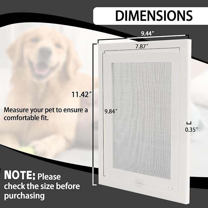 TonGass 7.87" x 9.84" Pet Screen Door Flap Fits Dogs & Cats Under 30 Lbs | Small Dog Doors Flaps, Cat Screen Window Door Flap for Exterior Porch Screen and Window Screen - White