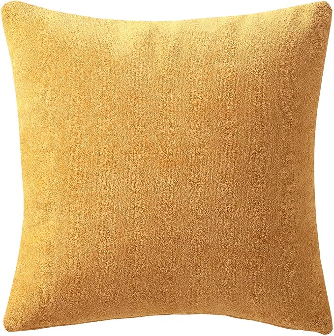 BEEY Throw Pillows with Inserts Included, 16x16 Inches Sofa Square Throw Pillows for Sofa Couch, A Pack of 2 Polyester Decorative Pillow Covers with Inserts for Living Room, Bedroom, Office (Yellow)
