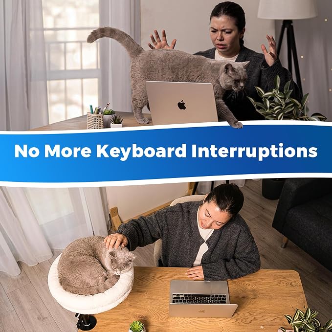 PetLovers Cat Desk Bed - Plush Elevated Desk Bed Attachment with Removable Washable Cushion, 360° Swivel Arm, Secure Clamp - Keeps Your Pet Close While You Work or Play