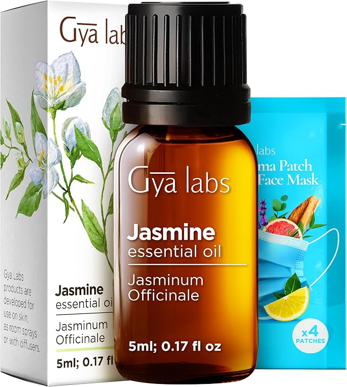 Jasmine Essential Oil for Diffuser (0.17 fl oz) & Lavender Essential Oil for Diffuser Set (0.34 fl oz) Set - Aromatherapy Grade Essential Oils Set - Gya Labs