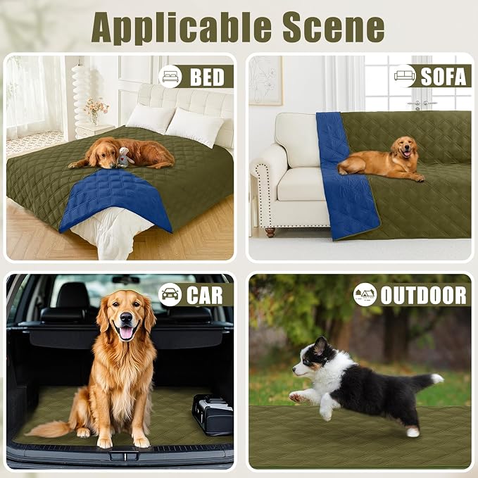 Smiry Waterproof Dog Bed Cover, Reversible Pet Blanket for Sofa Couch | Soft Washable Dog Blanket, Leakproof Couch Cover for Dogs Cats & Furniture Protection, 30x70, Green/Navy