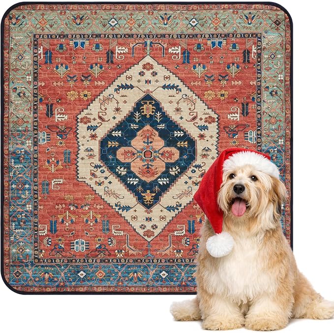 Lahome Extra-Large Washable Dog Pee Pads (72"x72") - Super Absorbent & Waterproof - Leakproof Reusable Mat for Playpens, Beds & Whelping , Convenient Cleanup,Red