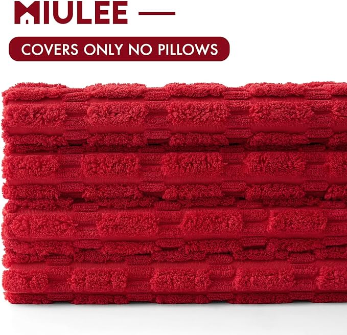MIULEE Pack of 4 Christmas Decorative Throw Pillow Covers 20x20 Red | Neutral Rustic Farmhouse Boho Soft Striped Pillow Covers,Home Decor for Sofa,Living Room,Couch,Bed