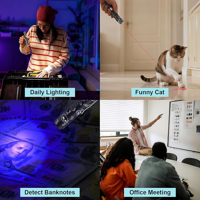 Waputne Cat Toy, 2 Pieces, Battery Level Display,Rechargeable, 7 Patterns | Interactive Chase Toy; Training & Exercise Fun; Battery Level Display Screen; Kitten Toy for Indoor Cats & Dogs