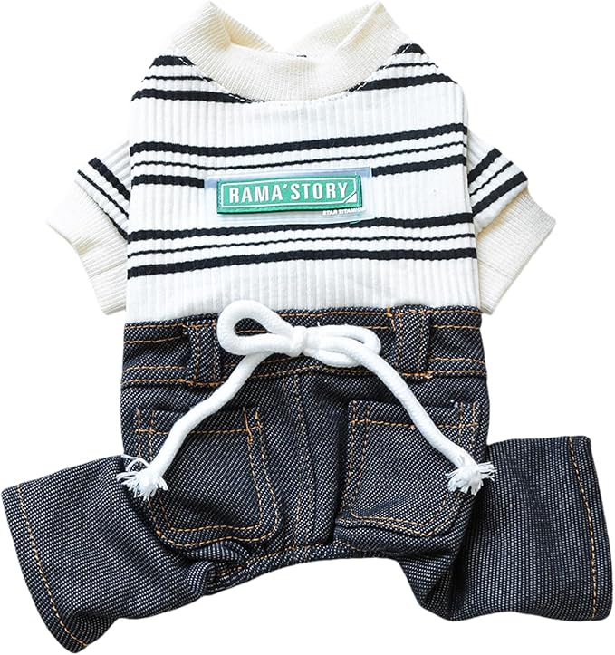 Dog Stylish Overalls Comfortable Puppy One Piece Outfits Summer Bib Overalls for Small Dogs Cute Pet Jumpsuit Onesie Chihuahua Yorkies Birthday Holiday Clothes Costume