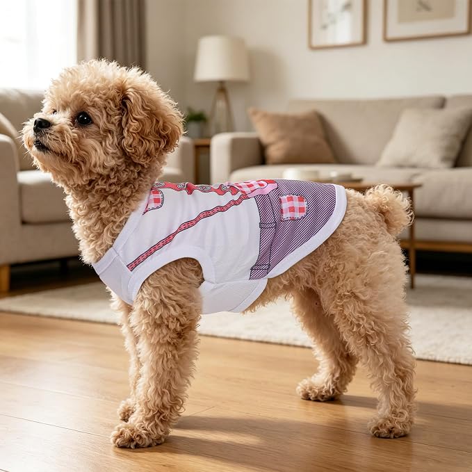 4 Pack Mesh Dog Shirts for Small Dogs: Stretchy Dog Clothes with Cute Patterns, Size XXS-XL Fit for 2-16lb Dogs Pet T-Shirts, Girl & Boy Puppy Clothes for Spring Summer (Pink Set, Small)