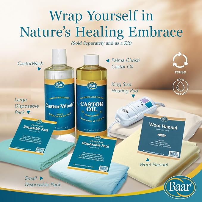 Baar Products Castor Oil - Cold Pressed - Hydrates Skin, Soothes Muscles & Joints, Moisturizes Body, and Renews Hair & Scalp - Hexane Free, 16 fl oz