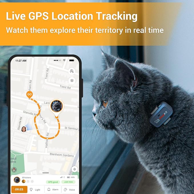 Pawfit Lite 4G GPS Cat Tracker, Live Tracking, Ultra-Light, Simply White