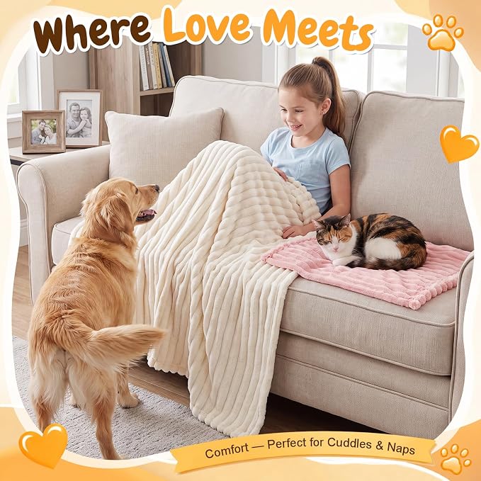 Irenare 4 Pack Fleece Pet Blanket for Small Dog Cat, 16 x 23 Inch | Fluffy Faux Rabbit Fur Washable Soft Plush Blanket for Puppy Kitten Furniture Couch Bed Travel Carrier, 4 Colors