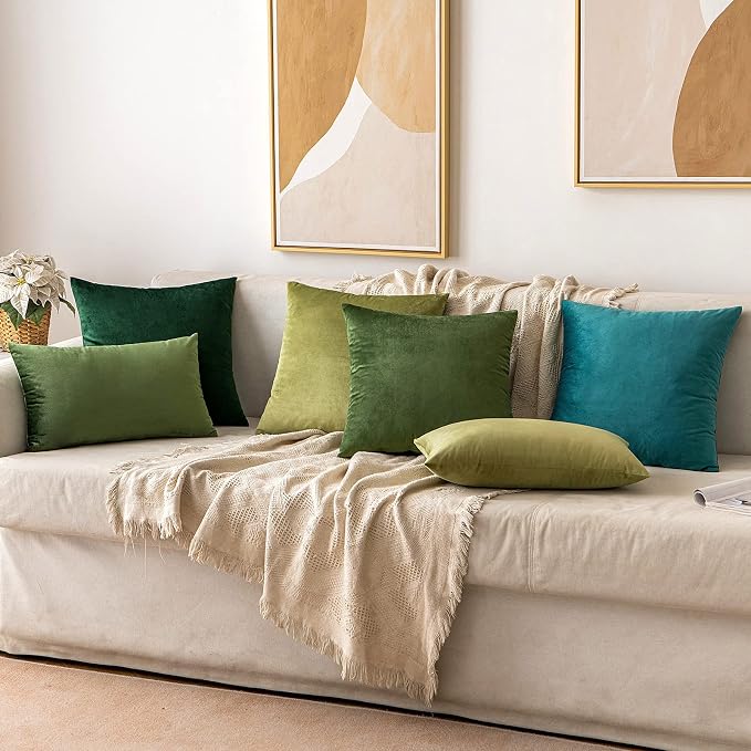 MIULEE 12x20 Inch Lumbar Velvet Throw Pillow Cover Set of 1 Moss Green | Soft Luxury Decorative Throw Pillow Cover, Single Rectangle Cushion Case, Home Decor for Chair Couch Sofa Bedroom Car Bed