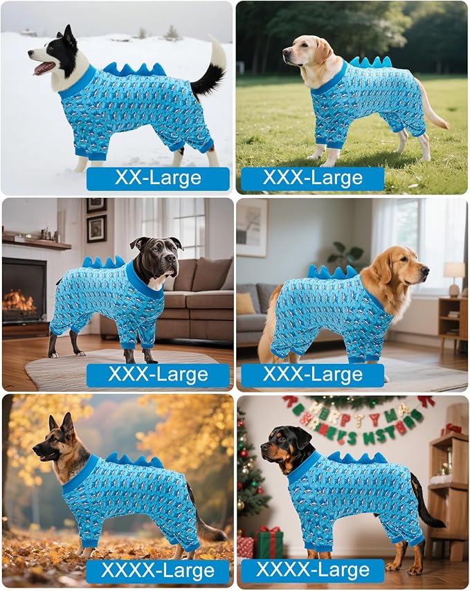 CuteBone Shark Costume Dog Pajamas, Stretchy Spandex Crystal Velvet Sleepwear Coat for Small Dogs, Soft & Warm Pet Outfit Clothes for Cold Weather, Cozy Pullover Design COSP07-3XL