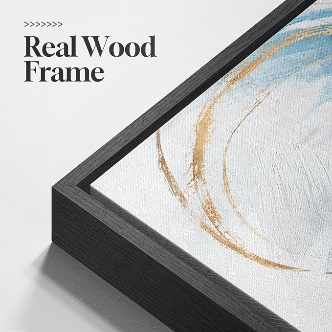 Extra Large Framed Navy Blue Abstract Canvas Wall Art for Living Room, Minimalist Modern Prints Paintings Artwork for Walls, Horizontal Contemporary Pictures Wall Decor for Bedroom, Office, 30x60 In