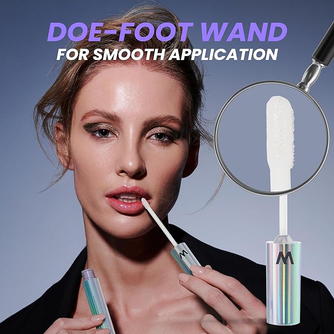 Wonderskin Lip Gloss Blading Top Gloss, Clear Glitter Lip Gloss, Hydrating and High Shine Finish Lip Makeup (Holographic)