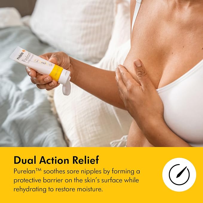 Medela Purelan Lanolin Nipple Cream, Fast Relief for Sore Nipples & Dry Skin During Breastfeeding, Safe for Breastfeeding Baby, Natural, Hypoallergenic, Fragrance-Free, 1.3 Ounces, 2 Pack