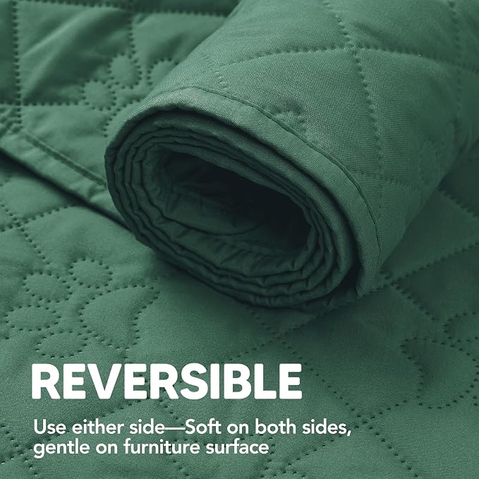 PAWFINITY Waterproof Couch Covers for Dogs, Pet Blanket for Sofa Washable | Paw Print Quilted, Hair Resistant, Anti Cat Scratch, Pee Proof Furniture Protector for 3 Seat Sofa and Bed, 30x70 Inch, Green