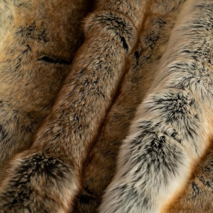 BATTILO Large Brown Faux Fur Throw Blanket for Bed, 60"x80", Shaggy | Super Thick Warm Elegant Cozy Plush Furry Fuzzy Fluffy Faux Fur Blankets for Couch, Sofa, Living Room, Home Decor