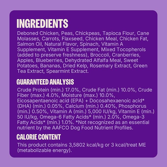 Wellness Crunchy Puppy Bites Dog Training Treats, Natural, Grain Free, Chicken and Carrot Recipe, 6 oz Bag
