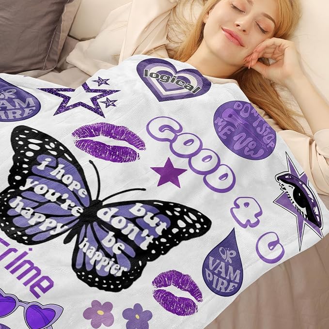 50'' x 40'' Music Olivia Singer Throw Blanket, Gifts for Fans Women, Soft Blankets All Seasons, Plush Cozy Lightweight Flannel Quilts for Bedroom Sofa Couch Living Room Decoration