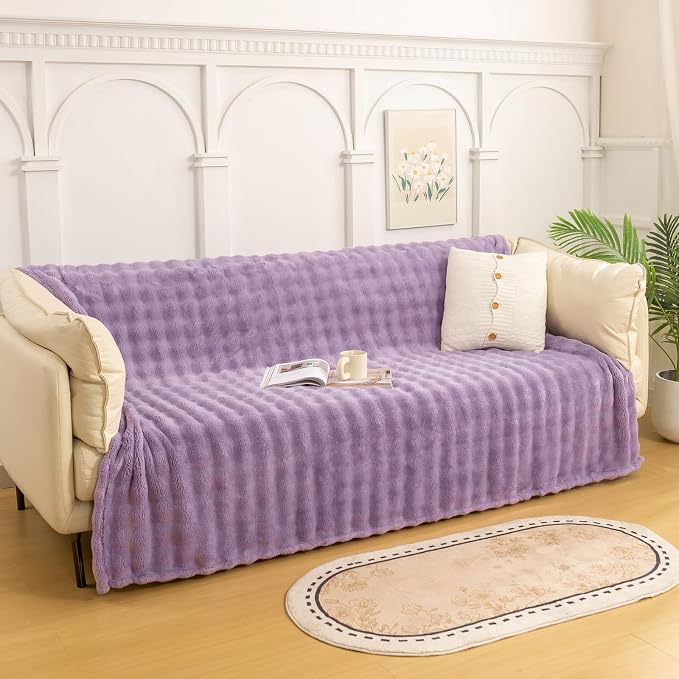 YUSOKI 3D Fleece Bubble Throw Blanket, Lilac Purple, 50"x60" | Ultra Soft, Non-Shedding, Lightweight for All Season Use, stays fluffy after repeated washes, Perfect Gifts, Machine Washable