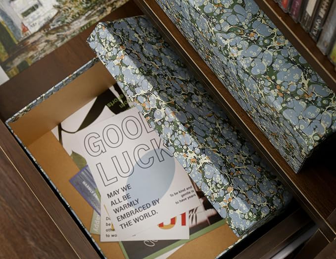 3-Piece Decorative Storage Boxes with Lids, Artistic Marble Pebble Pattern, Cardboard Paperboard Keepsake Box Set, Photo & Memory Storage for Home Decor and Modern Organization