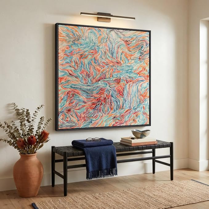 Extra Large Framed Colorful Abstract Wall Art for Living Room, Oversized Square Modern Canvas Prints Paintings, Minimalist Multicolor Big Pictures for Bedroom Dining Hallway Office Wall Decor 40x40 In