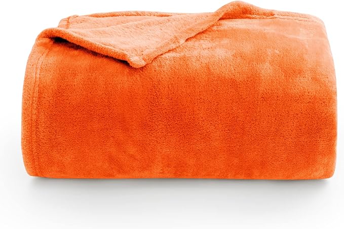 BEDELITE Fleece Blankets 108 inch x90 Size Orange Throw Blankets for Bed & Couch,Plush Cozy Fuzzy Blanket, Super Soft & Warm Lightweight Fall Blankets | Ultra Soft Fleece, Plush Microfiber, Lightweight Warmth, Fall Decor, Fade Resistant, Machine Washab...