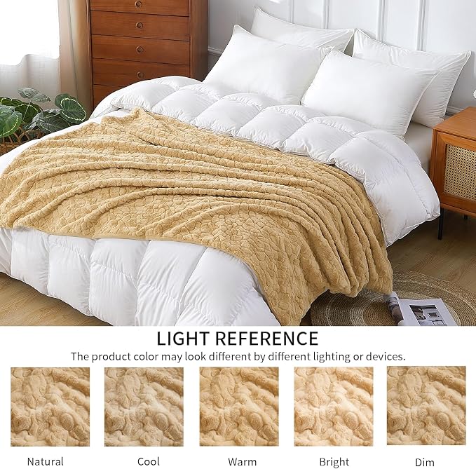 Fluffy Reversible Faux Fur Throw Blanket Thick Warm Blankets Cozy for Couch | Soft Plush Machine Washable Bed Home Decor, Large 50x70 Inch, for Women Men