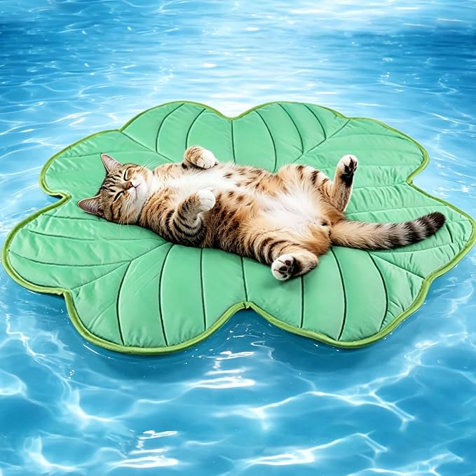 Cooling Mat for Dogs, Dog Cooling Pad Bed, Q-MAX>0.45- Lightweight, Durable & Breathable Pet Throw for Sofa, Car and Furniture Protector, Reversible Design, 32"x32", Four-Leaved Clover