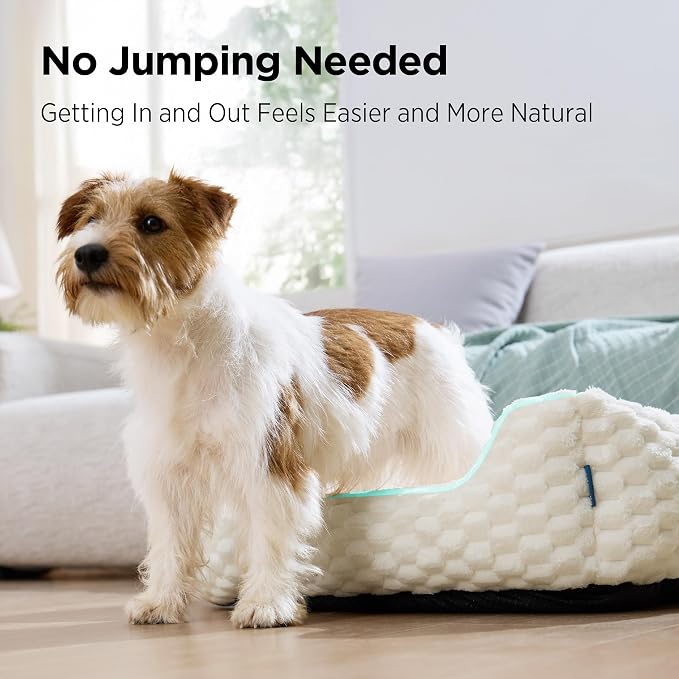 Bedsure Washable Dog Beds Large Sized Dog Bubble Fleece,35in Camel Brown | Cute Pet Bed,Fluffy Cuddler Pet Couch,Neck-Friendly Bolster,Non-Slip Bottom,Machine Washable Removable Cover ,Up to 50 lbs