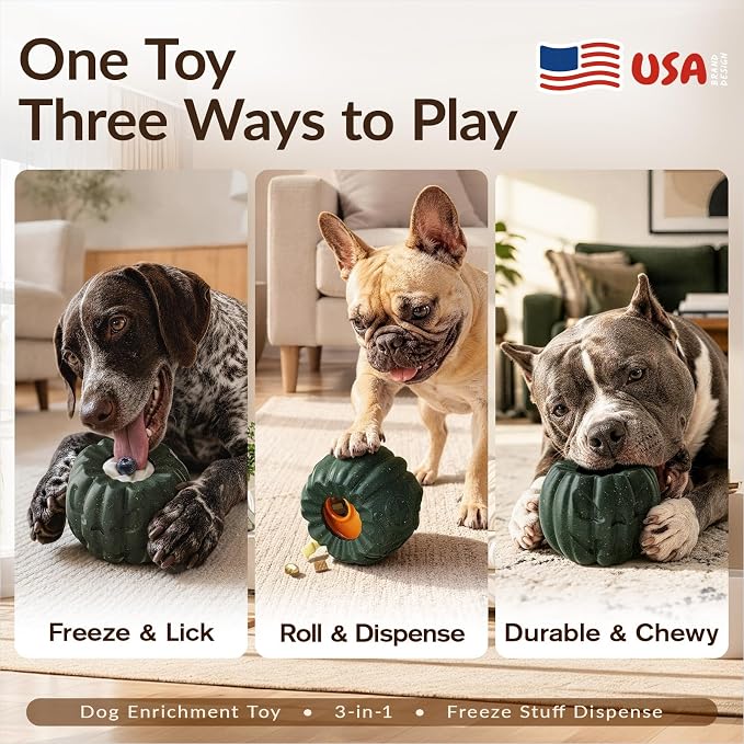 KADTC L, 3-in-1, Freeze Treat Dog Toy & Kibble Dispenser & Chew & Lick Ball