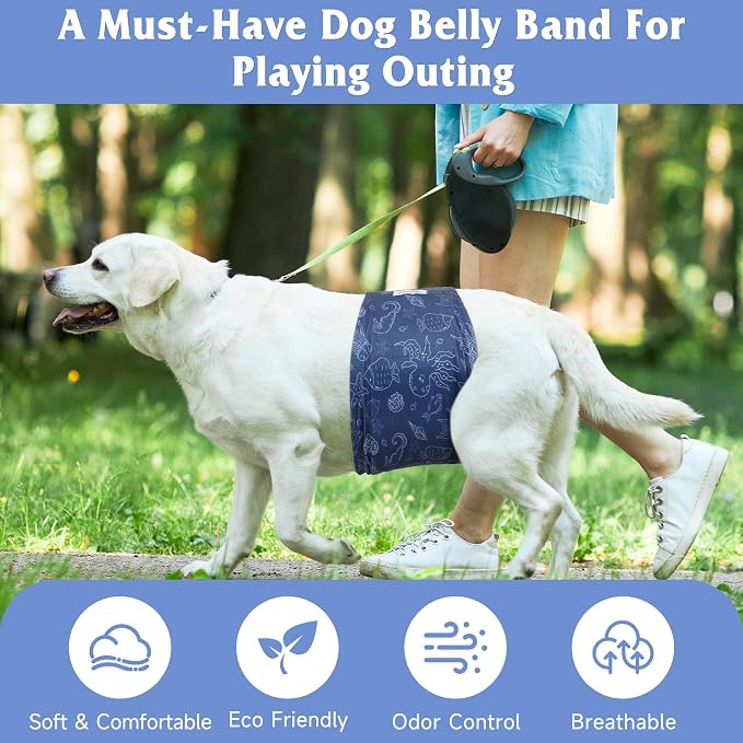 5 Pack Dog Diapers Male Reusable, Premium Belly Bands for Dogs, High Absorbing Male Dog Pee Wraps for Doggie in Incontinence or Excitable Urination Hawaii M