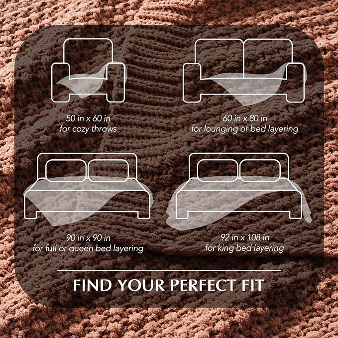 EVERGRACEHOME Chunky Chenille Knit Throw Blanket, 108x92, Terracotta Clay | Sculpted Moss Stitch, Chic Modern Farmhouse, All-Season Warmth, OEKO-TEX® Certified, Oversized King for Couch, Bed, Sofa