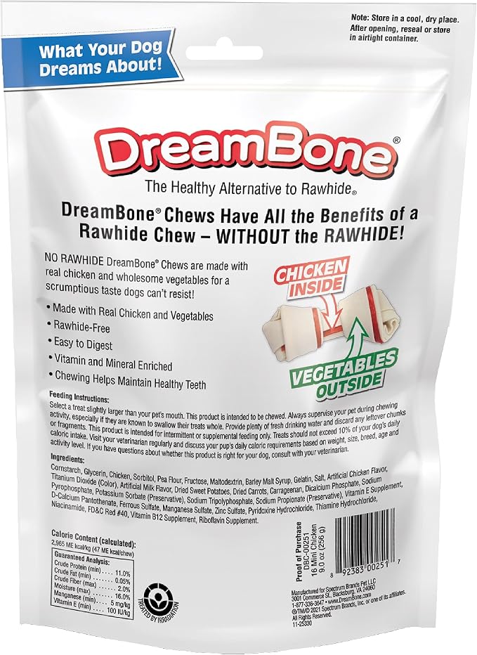 DreamBone Mini Chew, Treat Your Dog to a Chew Made with Real Meat and Vegetables | Daily Chew, Digests Safely and Completely, Made With Real Chicken and Veggies, For Adult Dogs