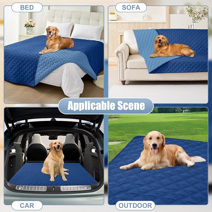 Smiry Waterproof Reversible Pet Couch Covers for Dogs | Pet Friendly, Soft Fabric, Washable Sofa Furniture Protector for Dogs Cat Kids, Checkered (30"x90", Navy/Blue)
