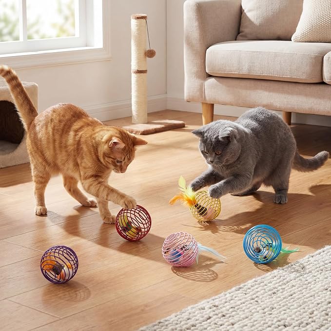 Jecery 5 Pcs Cat Toys Spring,Bird,Multicolor