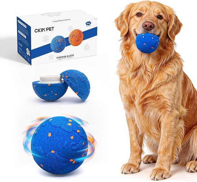 Interactive Dog Toys Ball with 2 Shells – Automatic Moving Rolling(Blue)