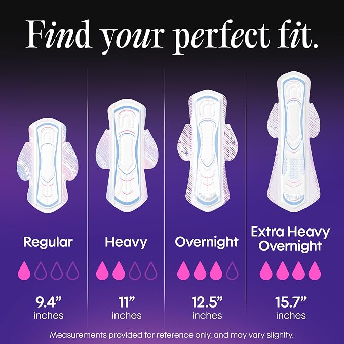 Kotex Ultra Thin Overnight Pads with Wings, Heavy Absorbency, 36 Count (Packaging May Vary)
