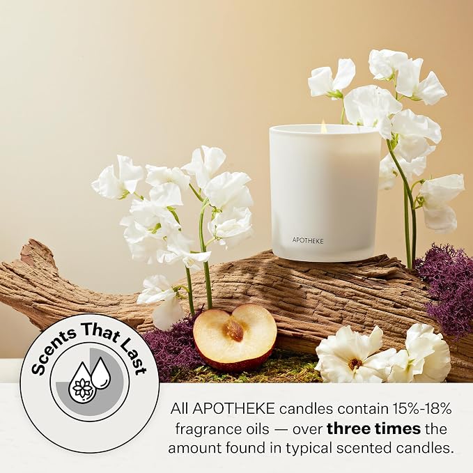 Apotheke 3-Wick Scented Candles for Home, White Vetiver - 26 oz Soy Wax Jar Candle Gift for Women - Long-Lasting Fragrance with Perfume-Grade Essential Oils - Sandalwood, Eucalyptus & Vetiver