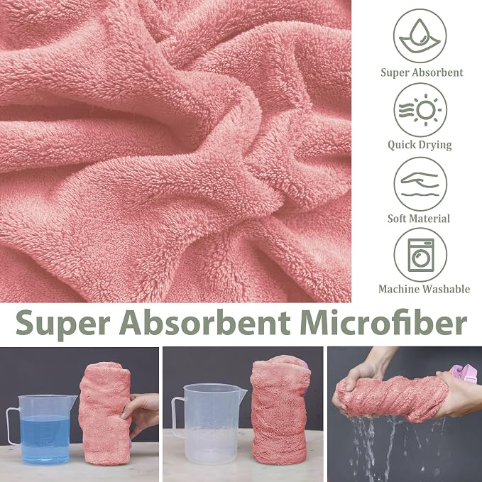 Dog Bathrobe Super Absorbent Towel Robe - Microfiber Bath Towels Fast Drying Coat for Dogs, Cute Dogs Clothes Adjustable Collar & Belly Strap Warm Keeping Hooded Dog Towel (Pink, Small)