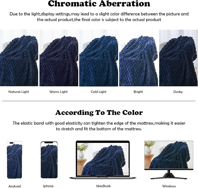 NEWCOSPLAY Fleece Clouds Cozy Queen Blanket for Couch, Dark Navy, 90"x90" | Premium Silky Flannel Blanket, Soft Lightweight Fluffy Throw Blanket for Bed Sofa Decor, Gift for All Season Use
