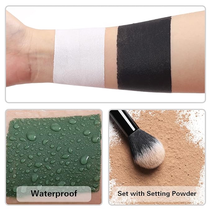 BOBISUKA Black Face Body Paint Stick, Eye Black Sticks for Sports Baseball Softball Football, Waterproof Eyeblack Painting Kit for Halloween Skeleton Skull SFX Cosplay Special Effects Costume Makeup