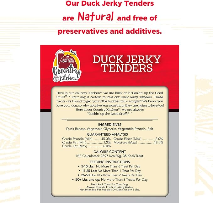 Country Kitchen Duck Jerky Tender Dog Treats, High Protein, 32 oz | Quality Ingredients Made with Real Duck, Low Fat, No Artificial Colors