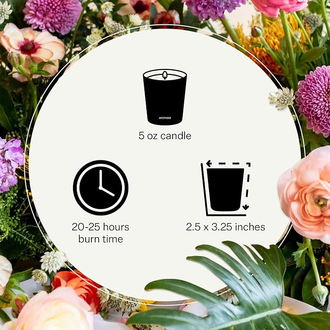 Apotheke Luxury Scented Candles for Home, Santal Rock Rose - Petite Aromatherapy Jar Candle with Soy Wax Blend