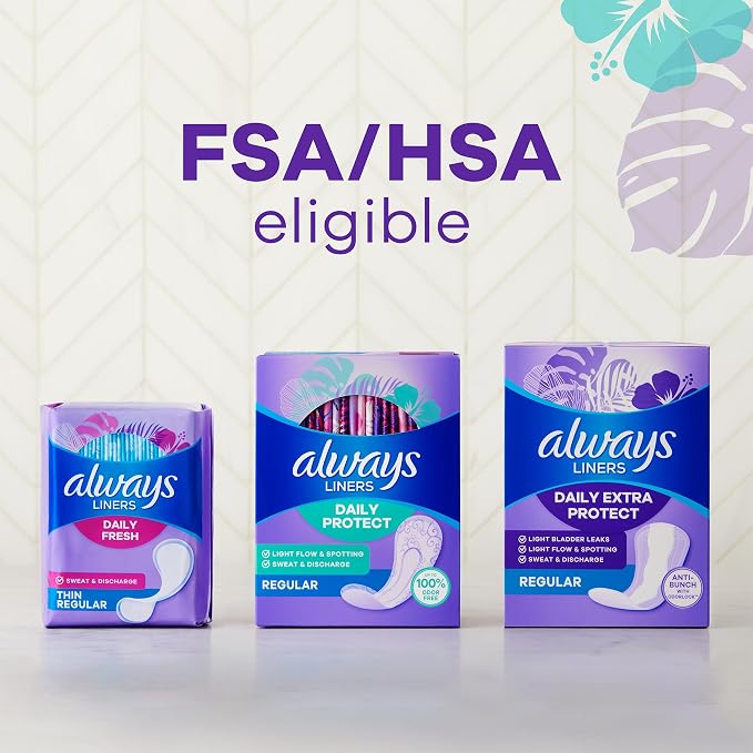 Always Panty Liners for Women Daily Protect Liners, Long Length, 92 Count
