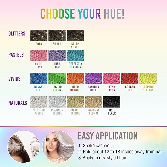 Punky Temporary Hair and Body Glitter Spray Silver – Glitters Hairspray, Adds Sparkly Shimmery Glow, Hair Glitter for Kids, Women, Men 3.5 oz