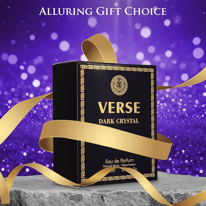 Verse Dark Crystal for Women 3.4fl Oz - Top Notes of Spicy Ginger & Cardamom with Pepper - Floral Tones of Orange Blossom & Creamy Coconut - Oriental Aroma with Warm & Musk - Elegant 100ml Bottle